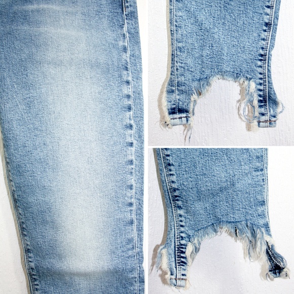 Destroyed Cuff Contrast Pocket Skinny Jean NWT - Picture 3 of 8